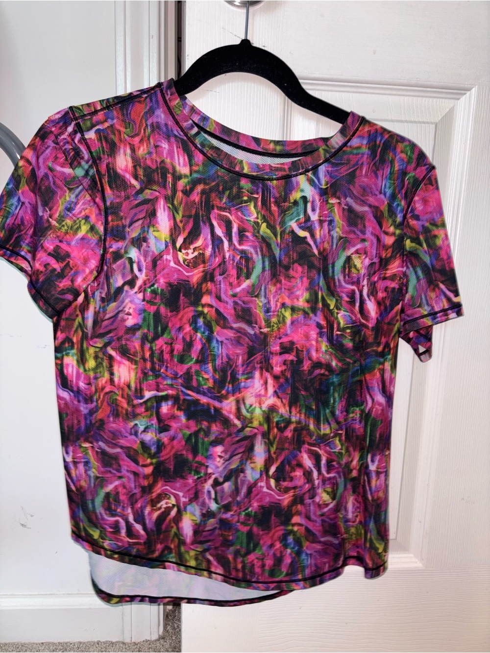 lululemon athletica Multicolor Pink Abstract Short Sleeve Top
